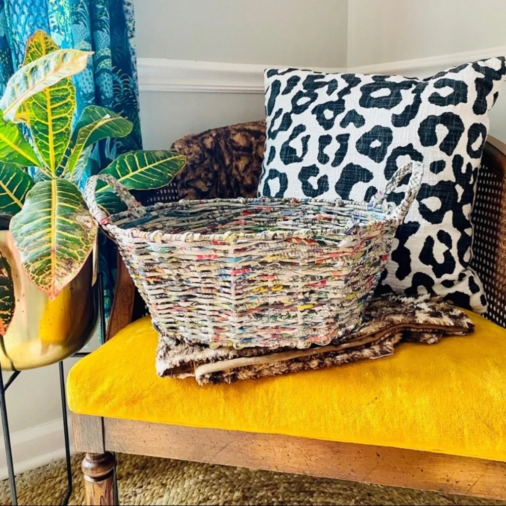 NWT Trader Joe's Colorful Handcrafted Woven Basket
